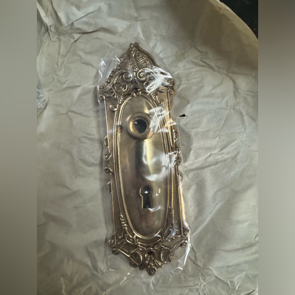 NEW IN THE BOX VICTORIAN ANTIQUE BRASS VICTORIAN AND GLASS PRIVACY DOORSET
